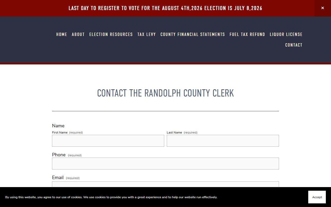 Randolph County Circuit Clerk records county clerk contact page