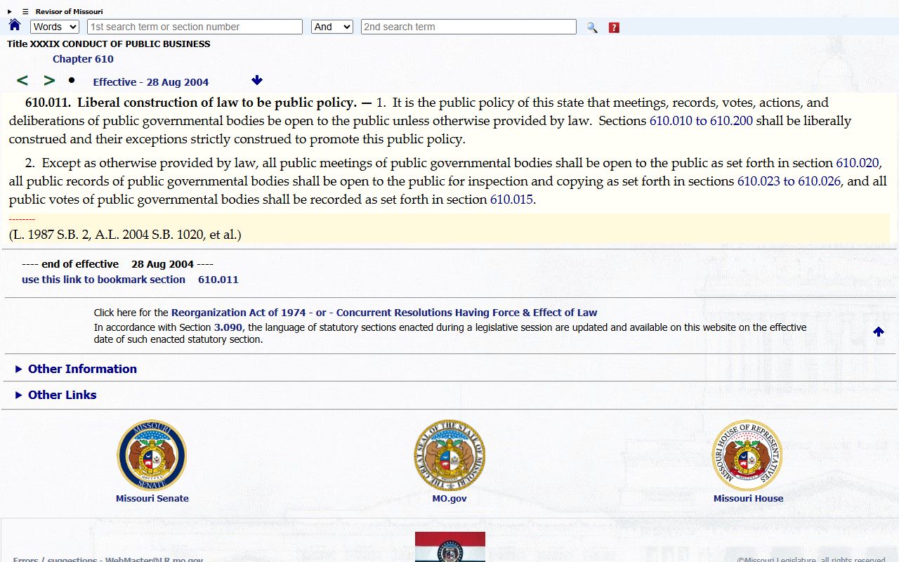 Randolph County court records Missouri open records public policy