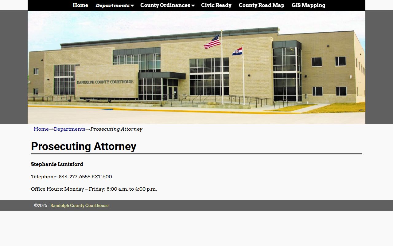 Randolph County criminal court records prosecutor office