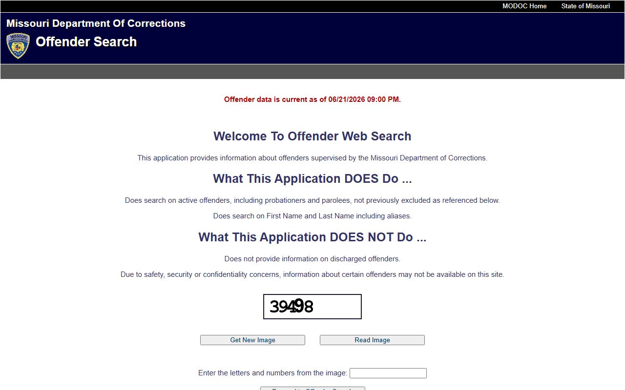 Randolph County inmate records Missouri DOC offender search