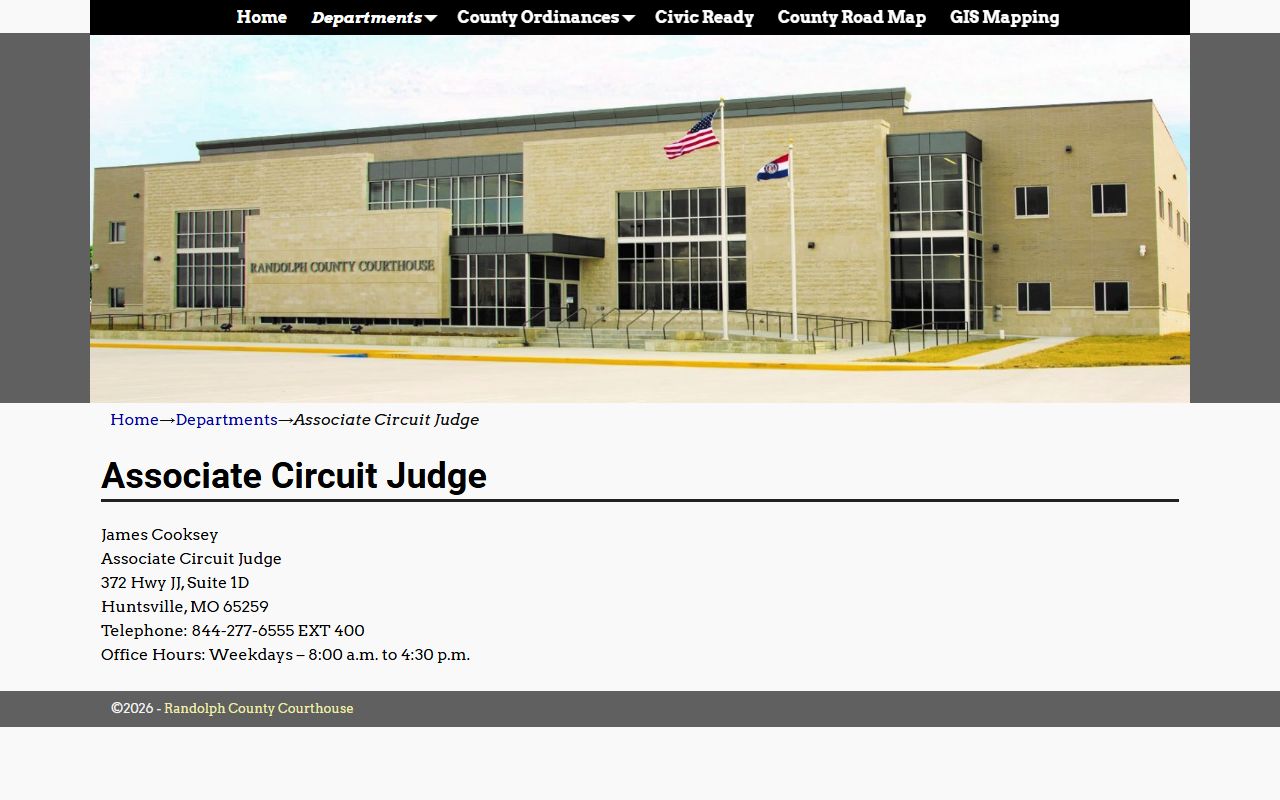 Randolph County traffic court records Associate Circuit Judge department