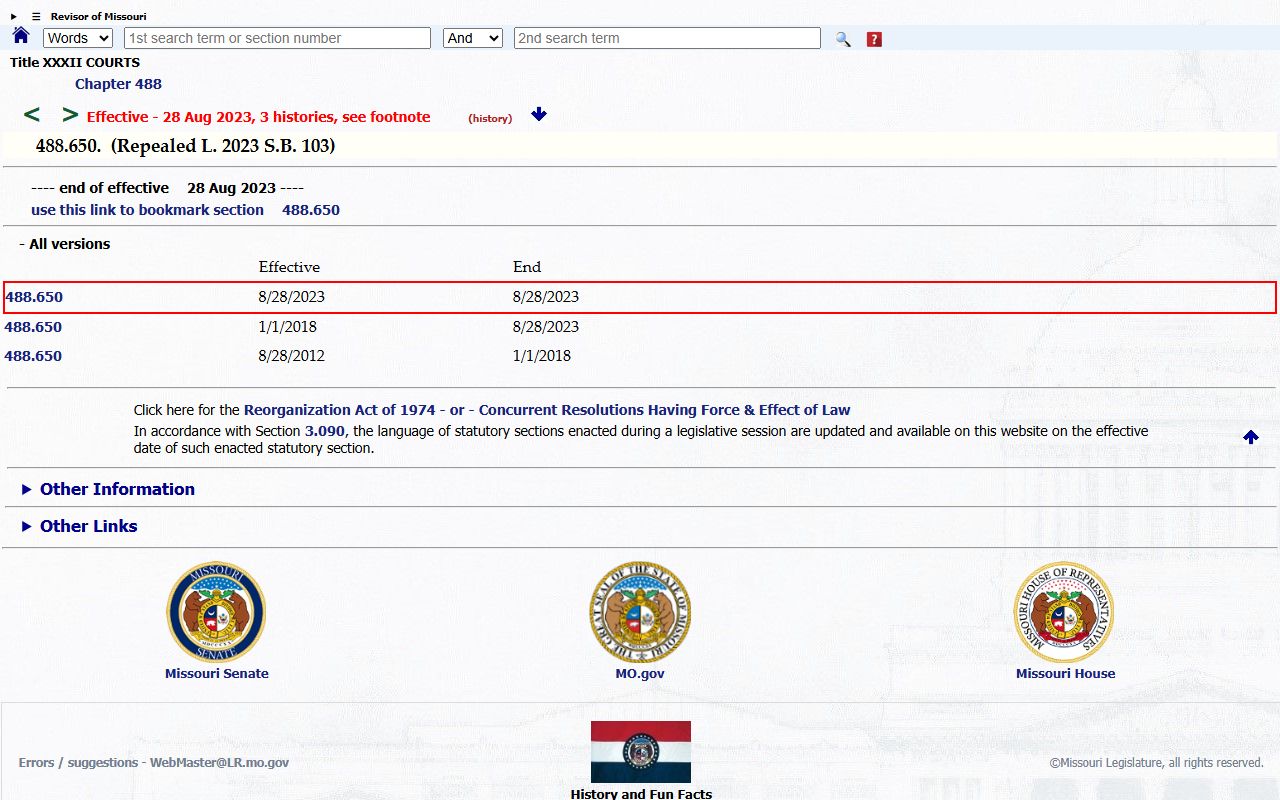 Randolph County traffic court records Missouri expungement surcharge statute